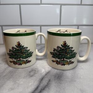 Vintage Spode Christmas Tree mugs - Lot of 2 - England S3324